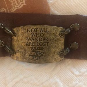 Not All Who Wander Are Lost leather cuff
